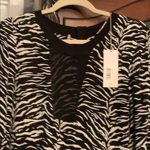 New Rebeca Taylor silk black & white sheer front top